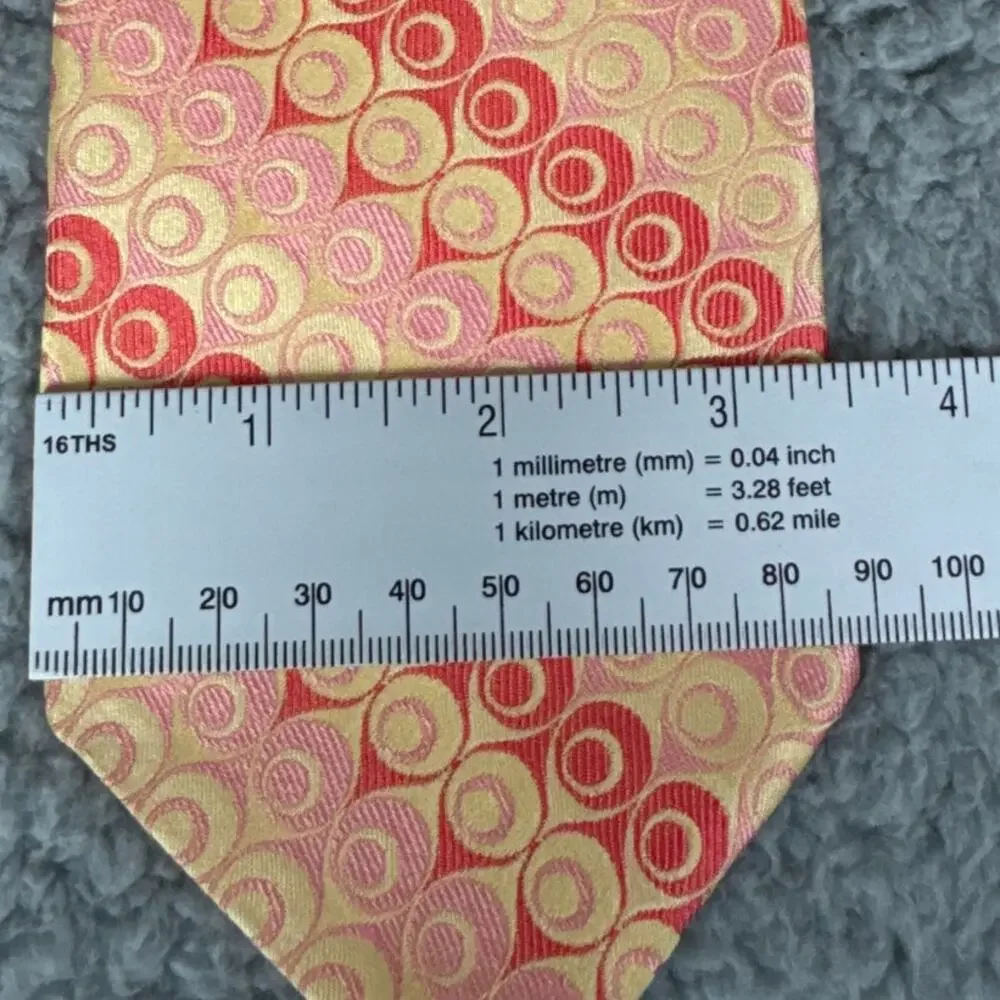 Ted Baker Hand Tailored Silk Tie Abstract Dot Yellow Orange Officecore Designer